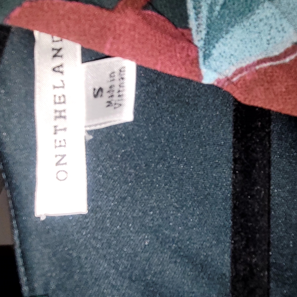 NWOT Blue and Orange Asymmetrical Tiered Sundress with Bishop Sleeves 22 - Picture 5 of 8